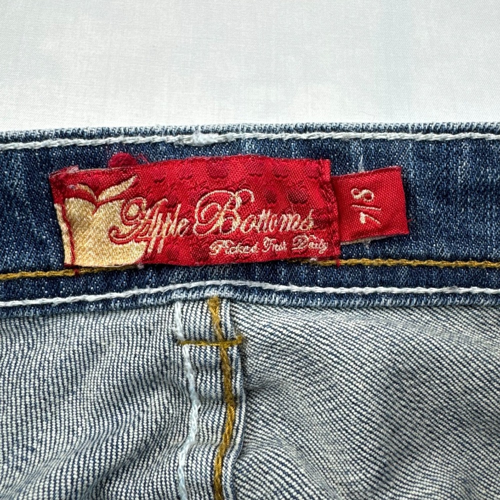 Apple Bottoms Skinny Jeans Womens 7/8 Blue Denim Skinny Jeans Studded Ankle Zip - Picture 3 of 6
